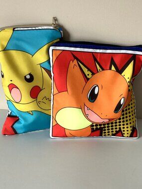 2 Pokémon Pikachu Small Handmade Zipper Pouches Make-up Coin Storage Organza Bag